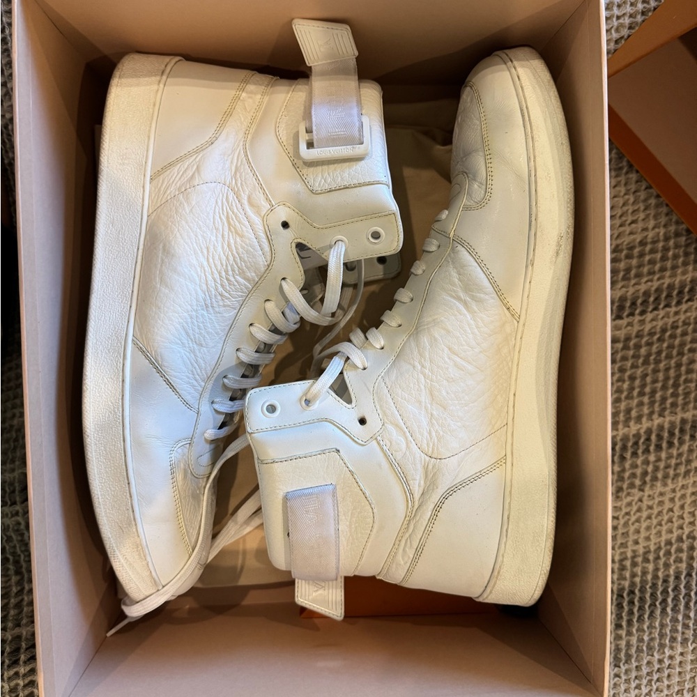 Louis Vuitton Men's Cream High-Top Leather Sneakers